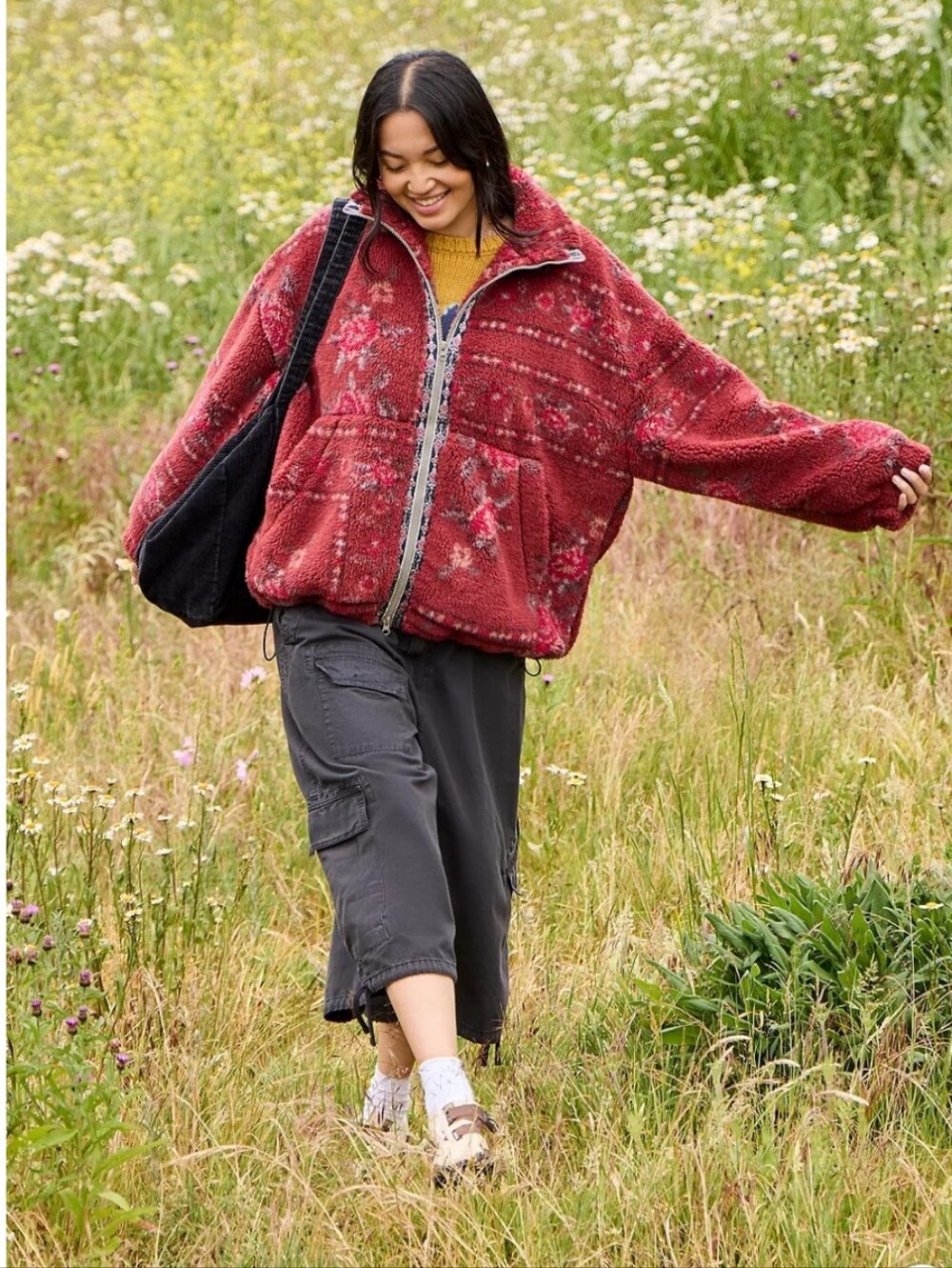 BDG Urban Oitfitters Mae Fleece Jacket - Multi XL